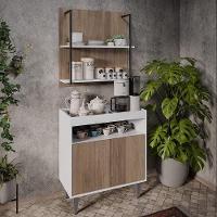 Aparador Cantinho Do Café E Painel 2 Prateleiras Flora M24 Branco/freijó - Mpozenato - 2