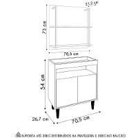 Aparador Cantinho Do Café E Painel 2 Prateleiras Flora M24 Branco/freijó - Mpozenato