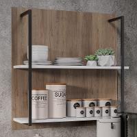 Aparador Cantinho Do Café E Painel 2 Prateleiras Flora M24 Branco/freijó - Mpozenato - 5