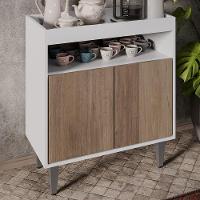 Aparador Cantinho Do Café E Painel 2 Prateleiras Flora M24 Branco/freijó - Mpozenato - 6