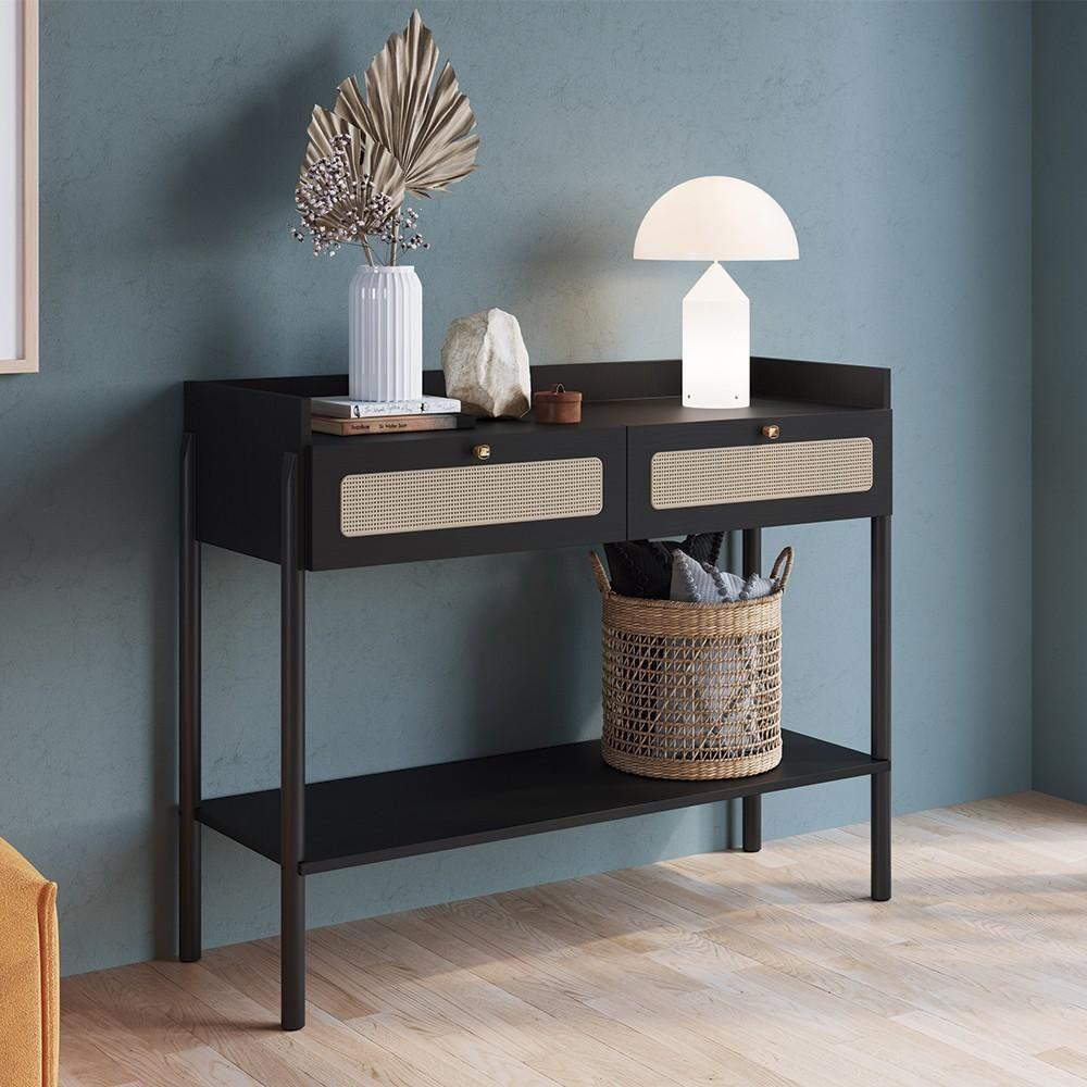 Aparador Para Sala 2 Gavetas Pés Madeira Arlo A10 Nero/preto - Mpozenato - 2