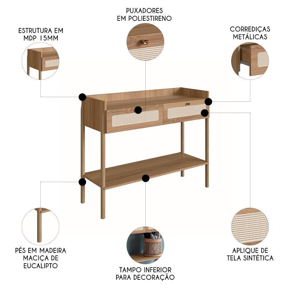Aparador Para Sala 2 Gavetas Pés Madeira Arlo A10 Hanover - Mpozenato - 3
