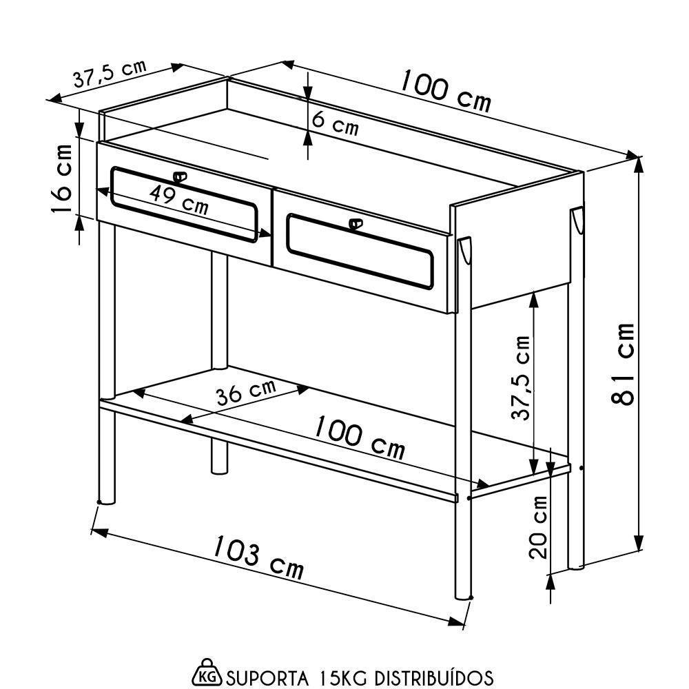 Aparador Para Sala 2 Gavetas Pés Madeira Arlo A10 Hanover - Mpozenato - 4