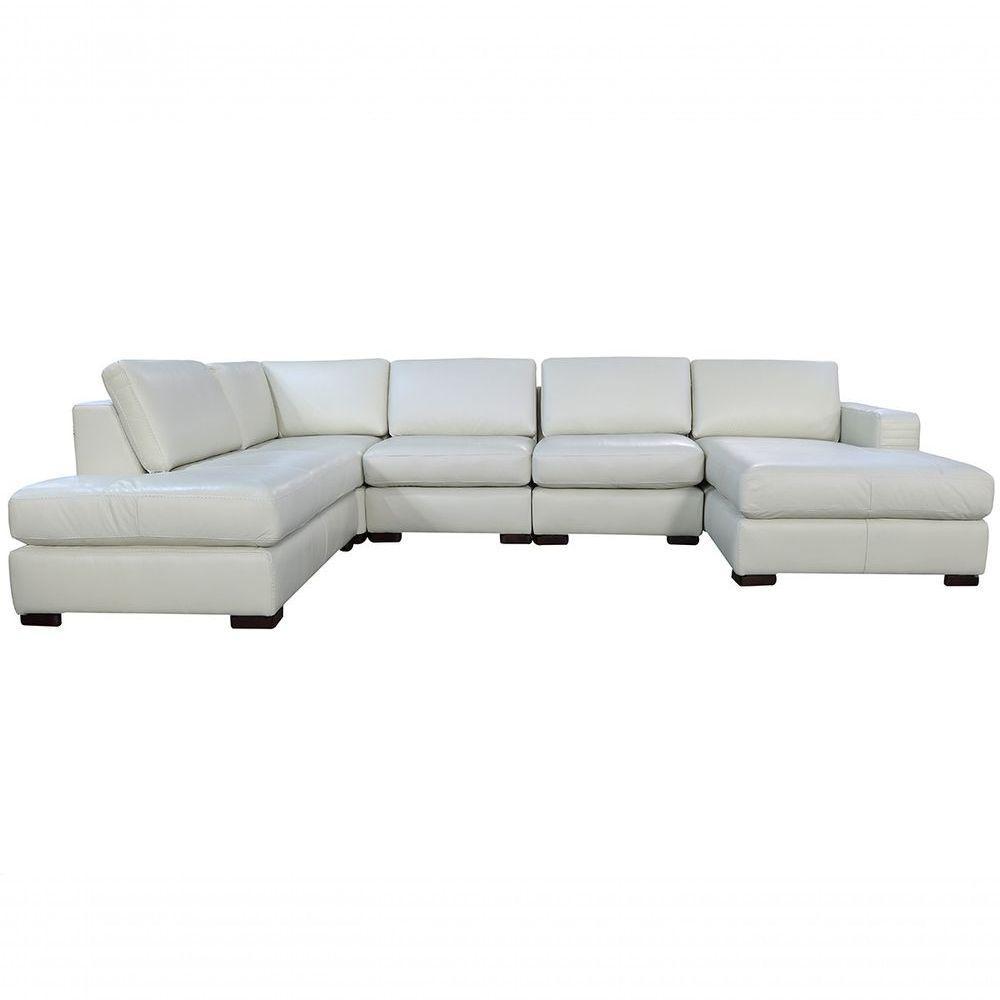 Sofá De Couro N.y. 6 Lugares Off White 4,18 M - Mempra - 1