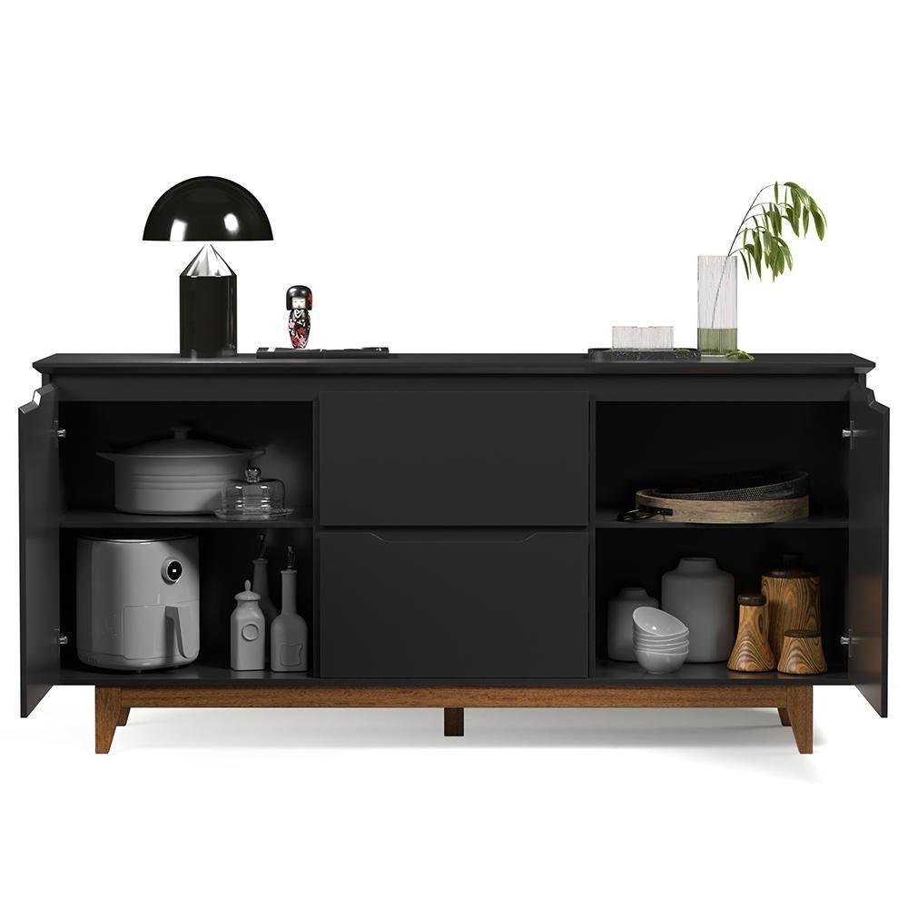 Buffet Aparador Para Sala De Jantar 163cm Flow Preto - Ej Móveis - 5