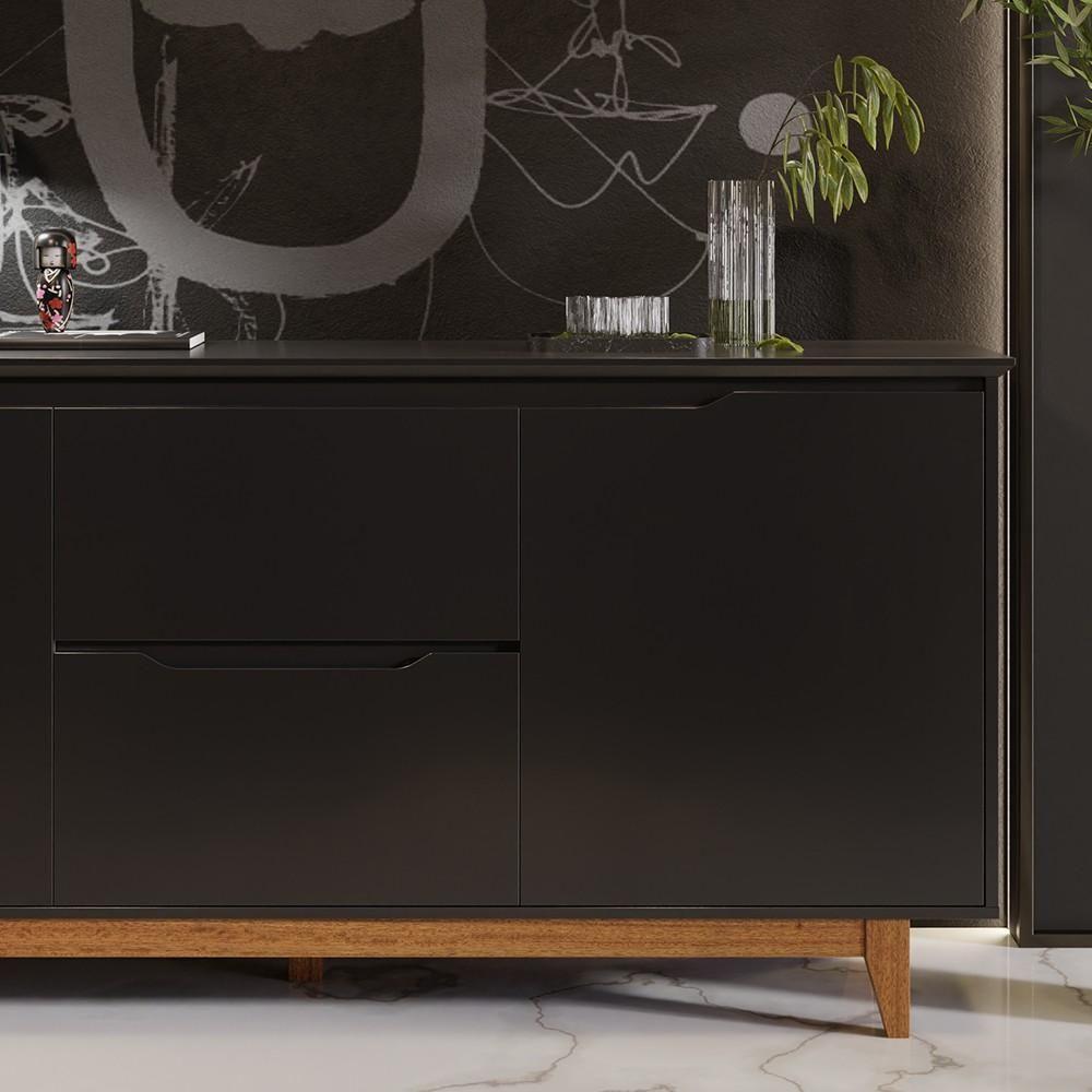 Buffet Aparador Para Sala De Jantar 163cm Flow Preto - Ej Móveis - 7