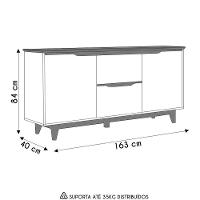 Buffet Aparador Para Sala De Jantar 163cm Flow Preto - Ej Móveis