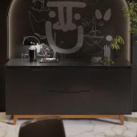 Buffet Aparador Para Sala De Jantar 163cm Flow Preto - Ej Móveis - 9
