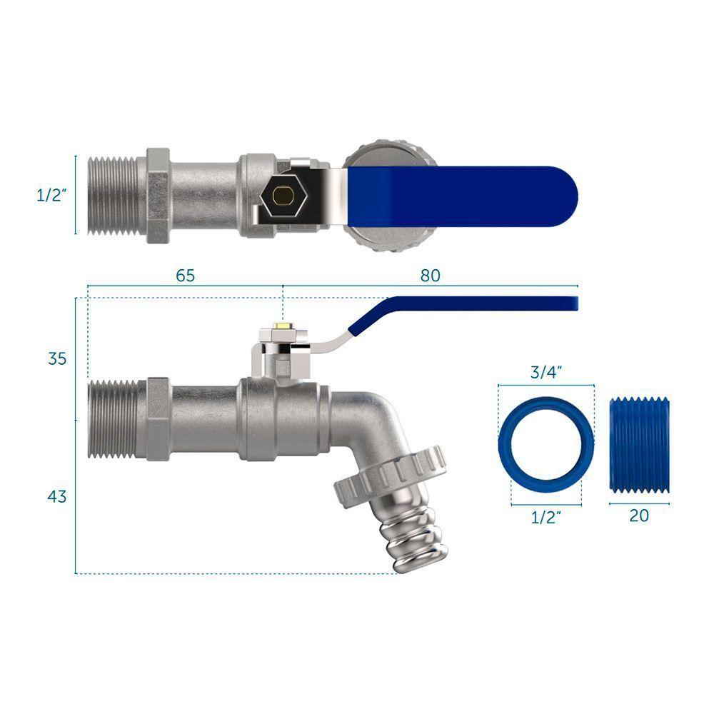 Torneira De Esfera Para Tanque Jardim Com Alavanca Blukit Niquelada - 2