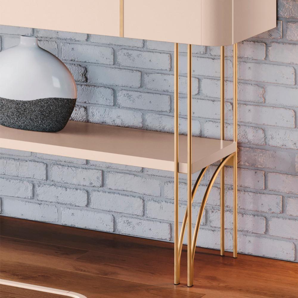 Aparador Sala De Estar Pés De Aço Gianni H01 Off/castanho - Mpozenato - 6