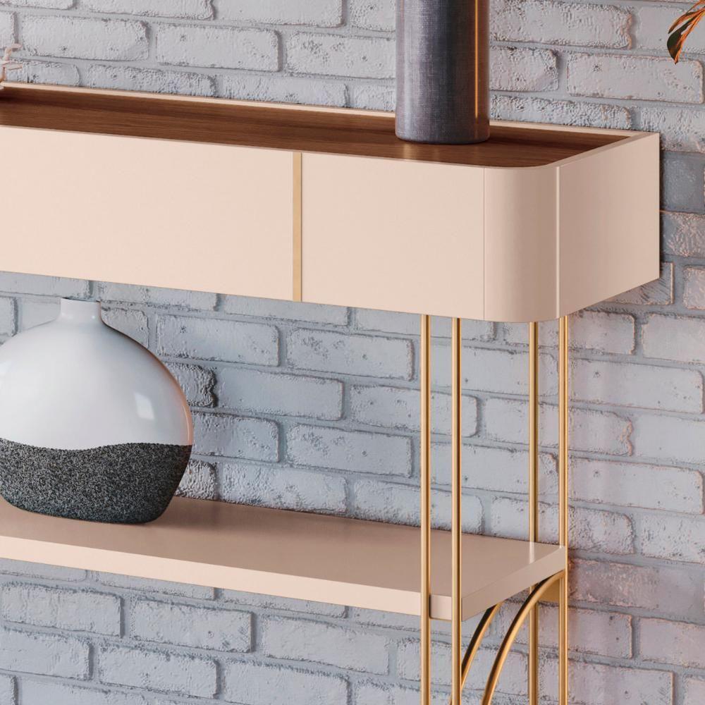 Aparador Sala De Estar Pés De Aço Gianni H01 Off/castanho - Mpozenato - 7