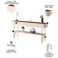 Aparador Sala De Estar Pés De Aço Gianni H01 Off/castanho - Mpozenato - 3