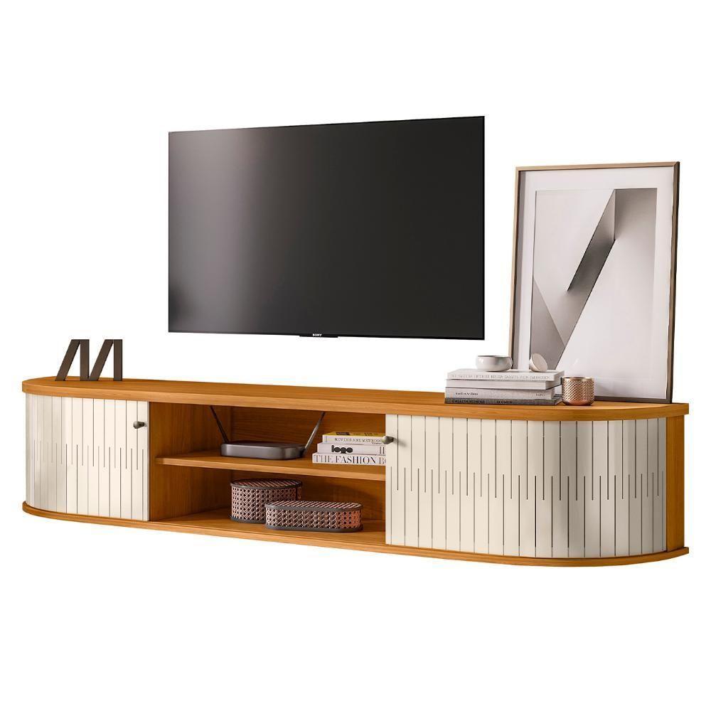 Rack Bancada De Tv 75 Pol 183cm Arvin Z10 Off/cinamomo - Mpozenato - 1
