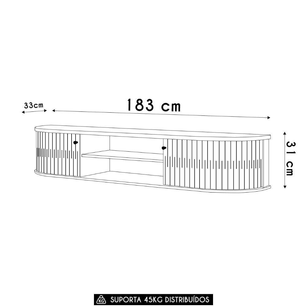 Rack Bancada De Tv 75 Pol 183cm Arvin Z10 Off/cinamomo - Mpozenato - 4