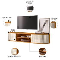 Rack Bancada De Tv 75 Pol 183cm Arvin Z10 Off/cinamomo - Mpozenato - 3