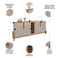 Buffet Aparador Sala De Jantar 190cm Nay C14 Off White/cedro - Mpozenato - 3