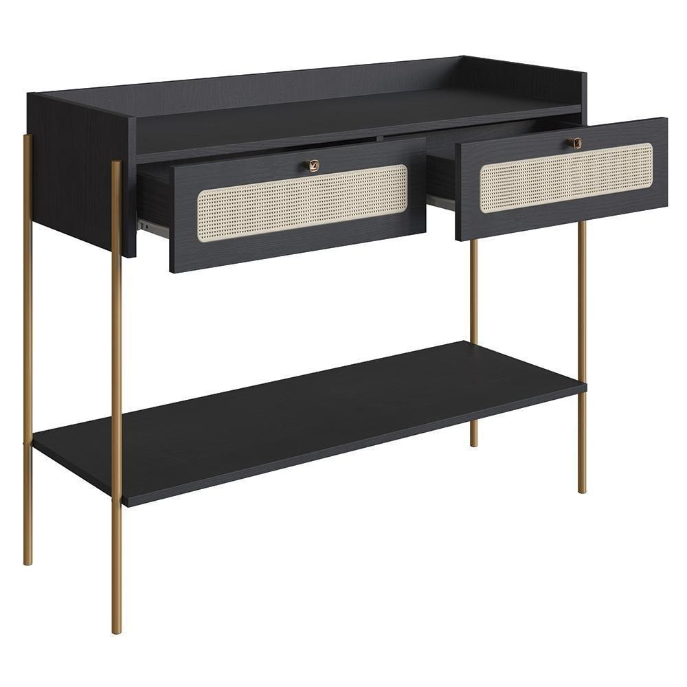 Aparador Para Sala 2 Gavetas Pé Metal Arlo A10 Nero/dourado - Mpozenato - 5