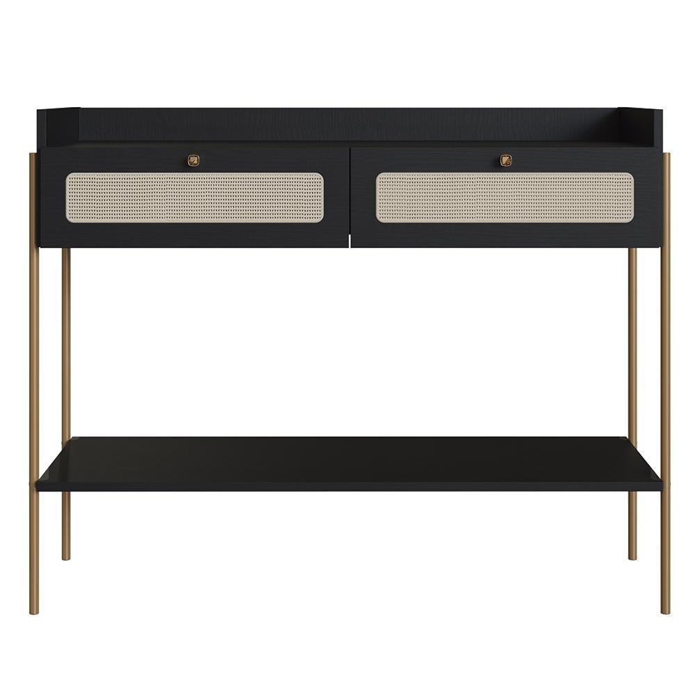 Aparador Para Sala 2 Gavetas Pé Metal Arlo A10 Nero/dourado - Mpozenato - 6