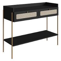 Aparador Para Sala 2 Gavetas Pé Metal Arlo A10 Nero/dourado - Mpozenato - 1