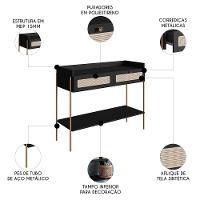 Aparador Para Sala 2 Gavetas Pé Metal Arlo A10 Nero/dourado - Mpozenato - 3