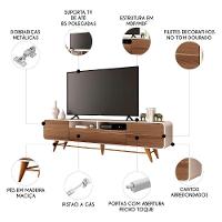 Rack Bancada De Tv 85 Pol 220cm áureo H01 Castanho/off - Mpozenato - 3