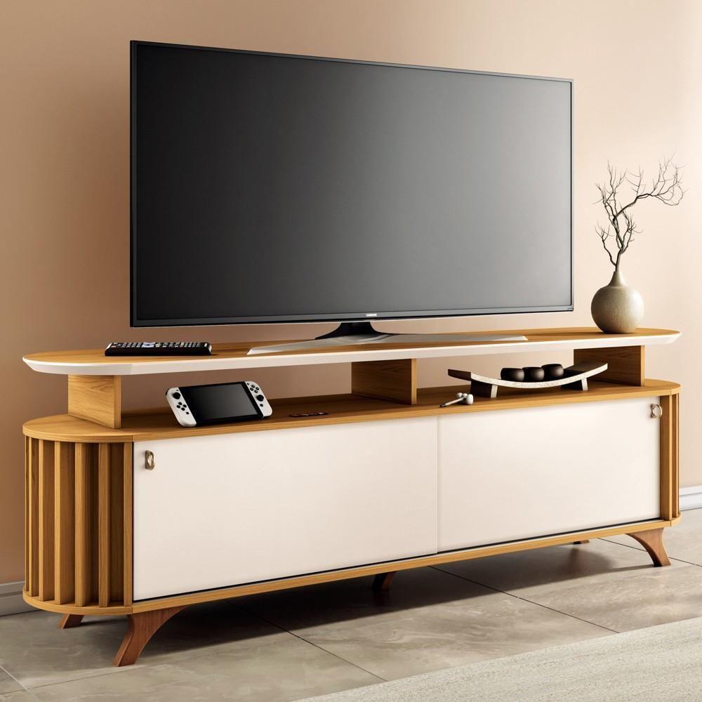 Rack Bancada De Tv 70 Pol 182cm Elva H01 Cinamomo/off White - Mpozenato - 2