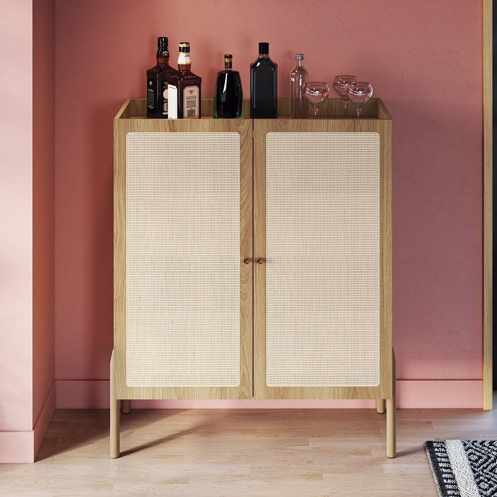 Armário Aparador Bar 2 Portas Pés Madeira Arlo A10 Hanover - Mpozenato - 2