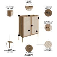 Armário Aparador Bar 2 Portas Pés Madeira Arlo A10 Hanover - Mpozenato - 3