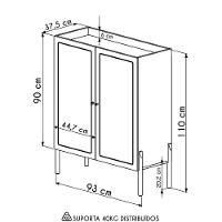 Armário Aparador Bar 2 Portas Pés Madeira Arlo A10 Hanover - Mpozenato