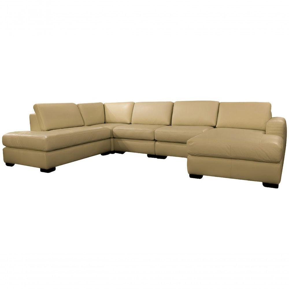 Sofá De Couro N.y. 6 Lugares Bege Ivory 4,18 M - Mempra - 2