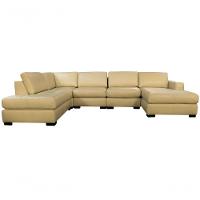 Sofá De Couro N.y. 6 Lugares Bege Ivory 4,18 M - Mempra - 1