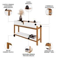 Aparador De Sala 2 Gavetas 130cm Nay C14 Branco/cedro - Mpozenato - 3
