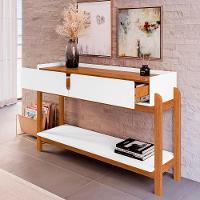 Aparador De Sala 2 Gavetas 130cm Nay C14 Branco/cedro - Mpozenato - 6