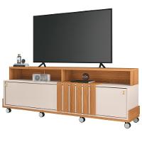 Rack Bancada Para Tv 70 Pol Com Rodízios Analu H01 Off White/cinamomo - Mpozenato - 1