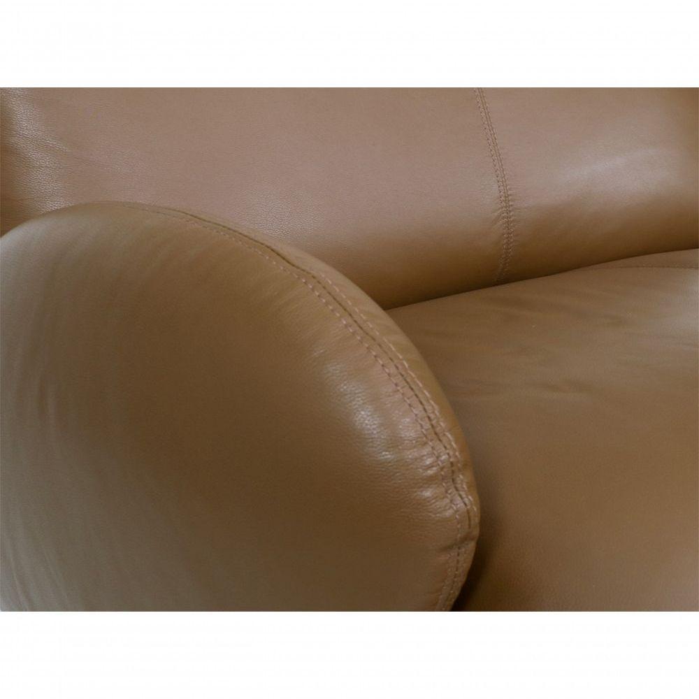 Sofá De Couro Onix 4 Lugares Com Chaise Direita Brown - Mempra - 4