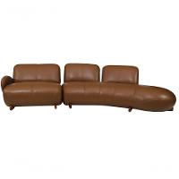 Sofá De Couro Onix 4 Lugares Com Chaise Direita Brown - Mempra - 3