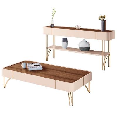 Aparador para Sala e Mesa de Centro Gianni e Alane MDF 160cm Off White Castanho