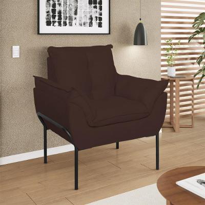 Poltrona Decorativa Luxo Recepção Clínica Estética Preto Marrom