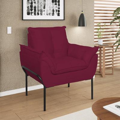 Poltrona Decorativa Luxo Recepção Clínica Estética Preto Marsala