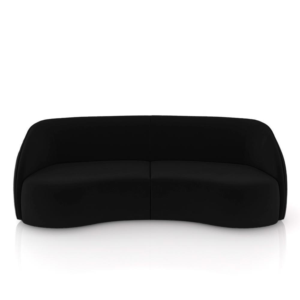 Sofá Decorativo Sala De Estar Bipartido 240cm Clarke Veludo Preto G45 - Gran Belo - 2