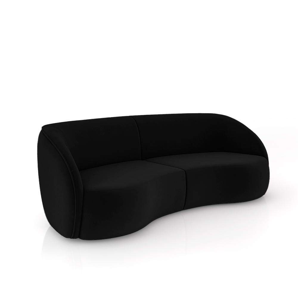 Sofá Decorativo Sala De Estar Bipartido 240cm Clarke Veludo Preto G45 - Gran Belo - 6