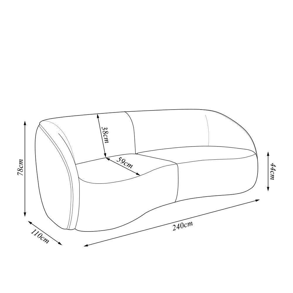 Sofá Decorativo Sala De Estar Bipartido 240cm Clarke Veludo Preto G45 - Gran Belo - 7