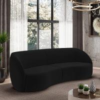 Sofá Decorativo Sala De Estar Bipartido 240cm Clarke Veludo Preto G45 - Gran Belo - 1