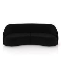 Sofá Decorativo Sala De Estar Bipartido 240cm Clarke Veludo Preto G45 - Gran Belo - 2