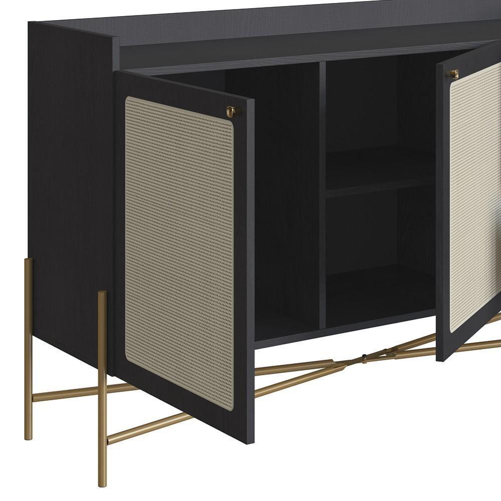 Balcão Aparador Buffet 2 Portas Pé Metal Arlo A10 Nero/dourado - Mpozenato - 6