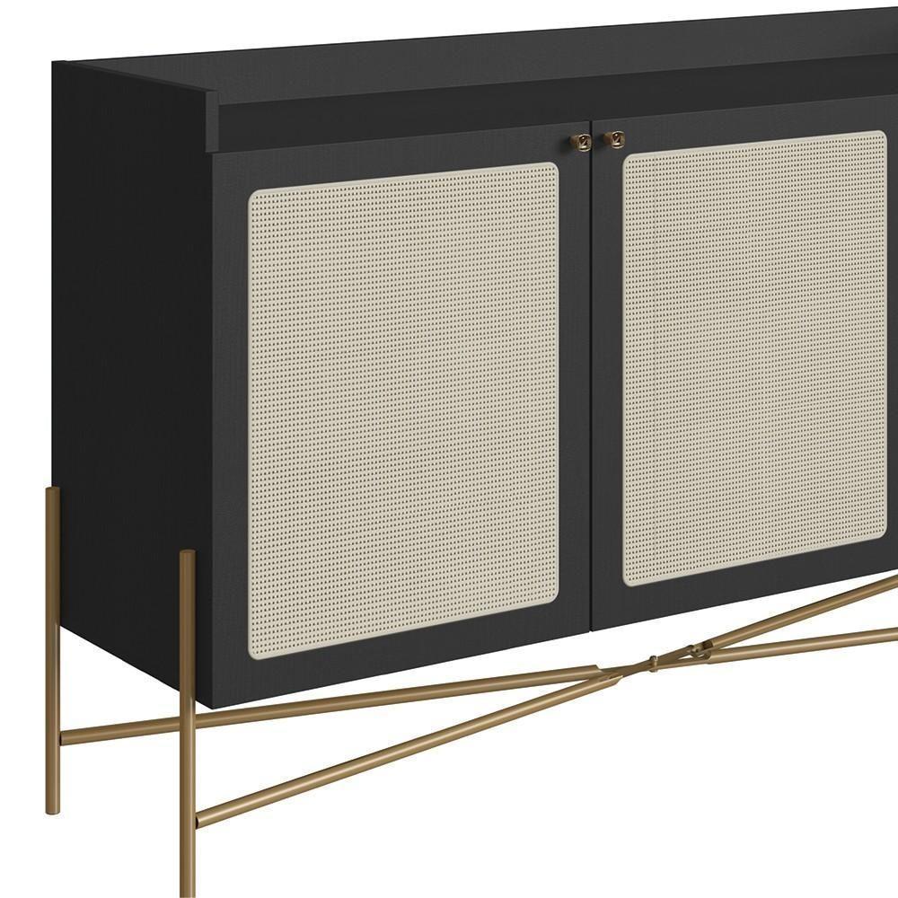 Balcão Aparador Buffet 2 Portas Pé Metal Arlo A10 Nero/dourado - Mpozenato - 8
