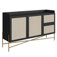 Balcão Aparador Buffet 2 Portas Pé Metal Arlo A10 Nero/dourado - Mpozenato - 1
