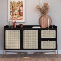 Balcão Aparador Buffet 2 Portas Pé Metal Arlo A10 Nero/dourado - Mpozenato - 2