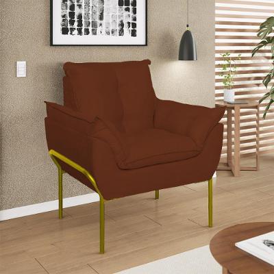 Poltrona Decorativa Luxo Recepção Clínica Estética Dourado Terracota