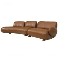 Sofá De Couro Onix 4 Lugares Com Chaise Esquerda Brown - Mempra